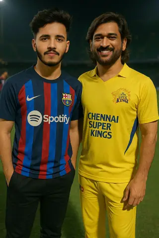 Mahendra Singh Dhoni Fan Style Cricket Night - copy paste viral AI prompt
