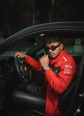 Rohit Style Night Drive Pose - copy paste viral AI prompt