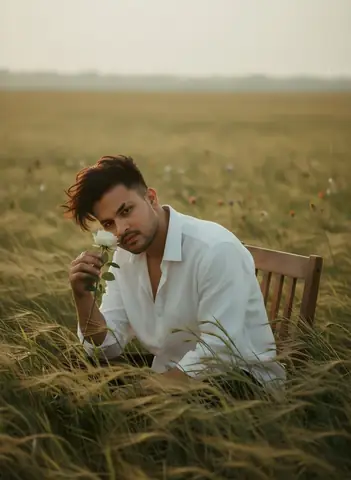 Melancholic Poet in Windy Fields Style - copy paste viral AI prompt