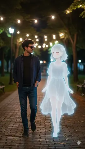 Anime Girl Meets Boy in Dreamy Night Scene - copy paste viral AI prompt