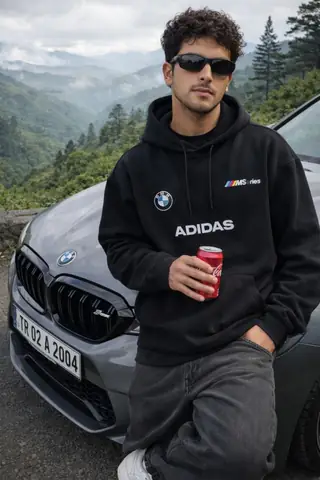 Young Man in BMW M5 Scene Inspired - copy paste viral AI prompt