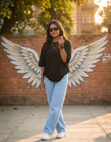 woman black sunglasses street pose - copy paste viral AI prompt