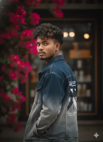 boy pompadour denim jacket - copy paste viral AI prompt