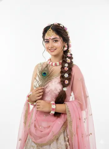 radha style girl pink lehenga - copy paste viral AI prompt