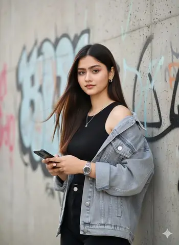 woman urban street portrait - copy paste viral AI prompt