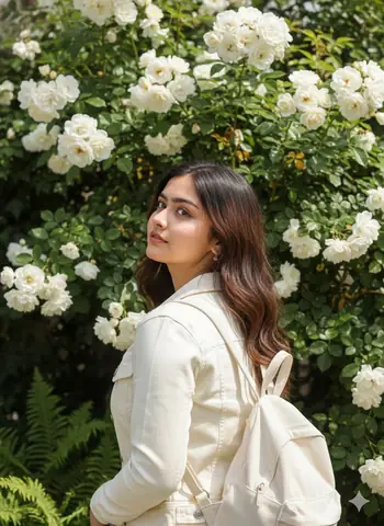 woman denim jacket roses - copy paste viral AI prompt