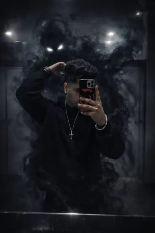 couple mirror selfie dark entity - copy paste viral AI prompt
