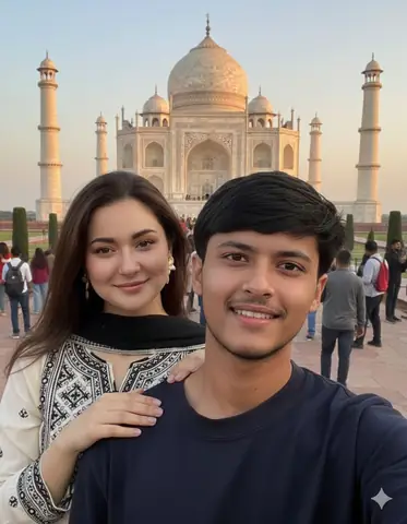 couple taj mahal selfie - copy paste viral AI prompt