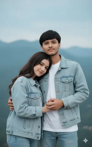 couple light denim jackets - copy paste viral AI prompt
