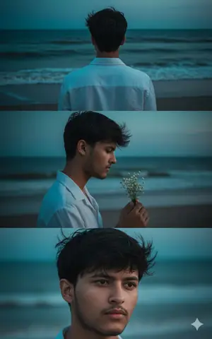 man white shirt beach - copy paste viral AI prompt