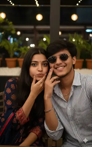 couple patio selfie - copy paste viral AI prompt