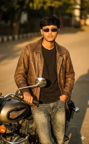 man leather jacket bike - copy paste viral AI prompt