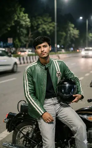 green leather jacket boy - copy paste viral AI prompt