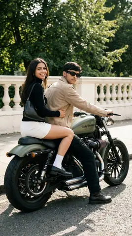 couple vintage motorcycle street - copy paste viral AI prompt
