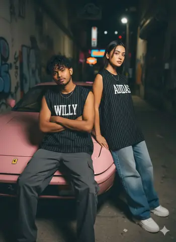 black sleeveless man rose ferrari - copy paste viral AI prompt