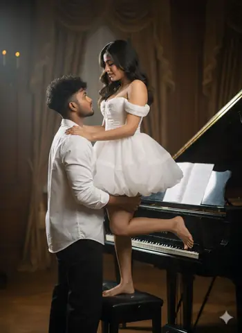 Couple Grand Piano - copy paste viral AI prompt