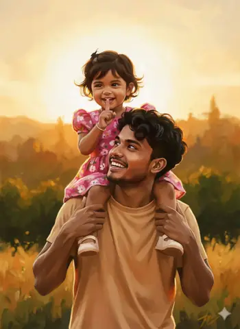 Father Daughter Golden Hour - copy paste viral AI prompt
