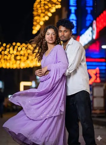 Woman Lavender Lehnga Night - copy paste viral AI prompt