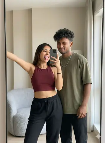 Couple Mirror Selfie - copy paste viral AI prompt