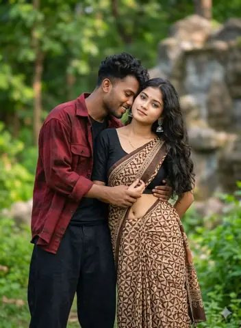 Indian Couple Saree Romance - copy paste viral AI prompt