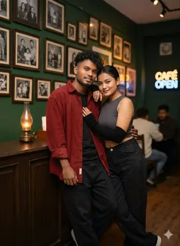 Couple Vintage Cafe - copy paste viral AI prompt