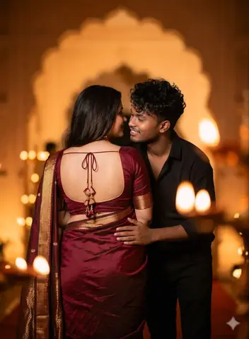 Maroon Saree Woman - copy paste viral AI prompt