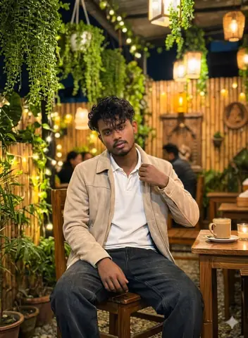 Man Cafe Night - copy paste viral AI prompt