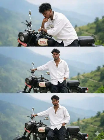 Man White Shirt Royal Enfield - copy paste viral AI prompt
