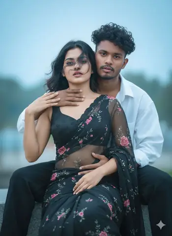 Couple Saree Portrait - copy paste viral AI prompt
