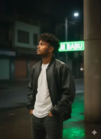 South Asian Man Urban Night - copy paste viral AI prompt