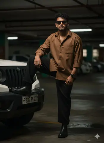 Man Black Aviator Sunglasses Police Jeep - copy paste viral AI prompt