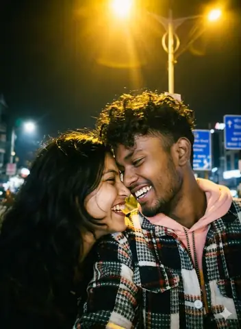 Couple Streetlight Selfie - copy paste viral AI prompt