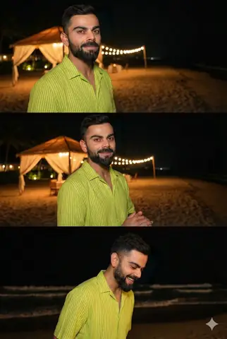 Lime Green Striped Boy Beach - copy paste viral AI prompt