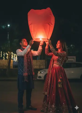 Viral Girl Red Sky Lantern Gemini Prompt - copy paste on Gemini AI