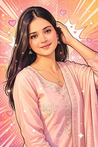 Vibrant Pop Art Girl Comic Bursts Gemini Prompt - copy paste on Gemini AI