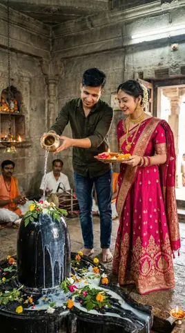 Indian Couple Abhishek Temple holi gemini prompt - copy paste on Gemini AI