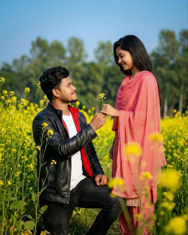 Romantic Indian couple mustard field gemini prompt - copy paste on Gemini AI