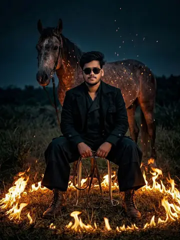 Viral boy horse night fire gemini prompt - copy paste on Gemini AI