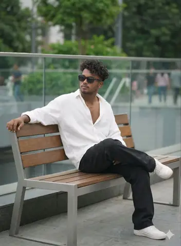 Viral stylish boy modern bench gemini prompt - copy paste on Gemini AI