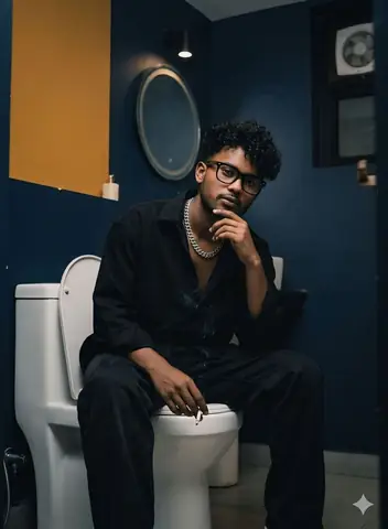 viral boy smoking deep blue bathroom gemini prompt - copy paste on Gemini AI