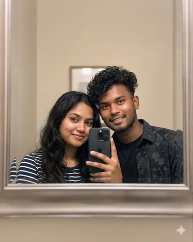 Couple mirror selfie casual style gemini prompt - copy paste on Gemini AI