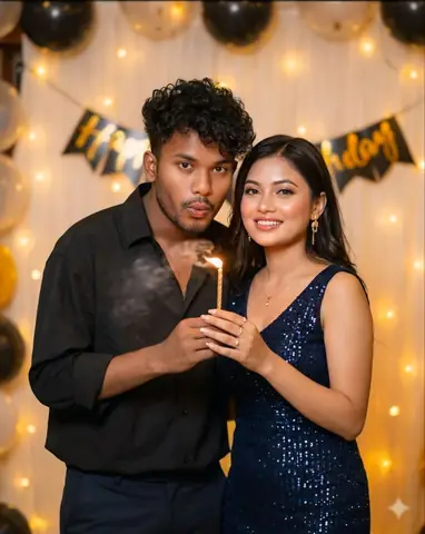 romantic indian couple mirror selfie gemini prompt - copy paste on Gemini AI