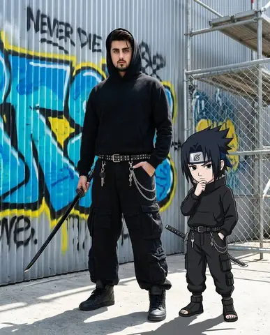 Urban man and Naruto chibi gemini prompt - copy paste on Gemini AI