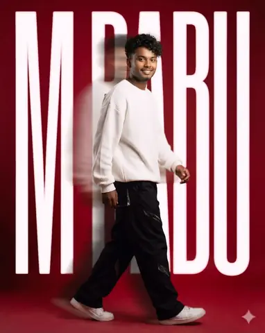 Young Man M Babu Confidently Walking Gemini Prompt - copy paste on Gemini AI