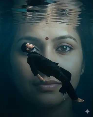Young man underwater with indian mother face gemini prompt - copy paste on Gemini AI