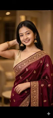 Elegant Indian Woman Maroon Saree Gemini Prompt - copy paste on Gemini AI