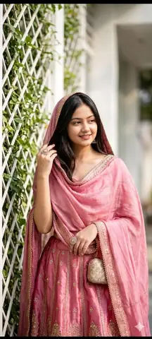 Beautiful Indian Girl Pink Dupatta Gemini Prompt - copy paste on Gemini AI