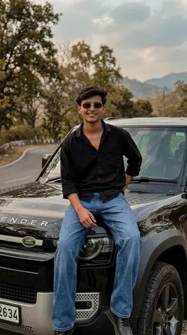 Black Defender SUV roadside boy gemini prompt - copy paste on Gemini AI