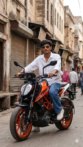 Stylish Indian Boy Ktm Duke Motorcycle Gemini Prompt - copy paste on Gemini AI