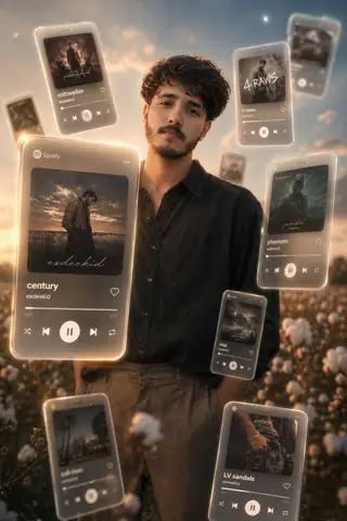 3d Music Interface Boy Floating Cards Gemini Prompt - copy paste on Gemini AI